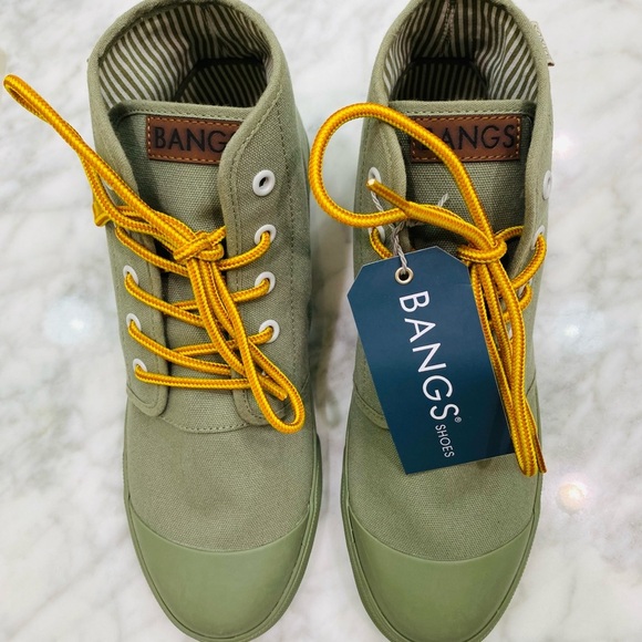 NWT BANGS Green Canvas Sneakers with Yellow Laces Size 8.5 - Picture 9 of 16